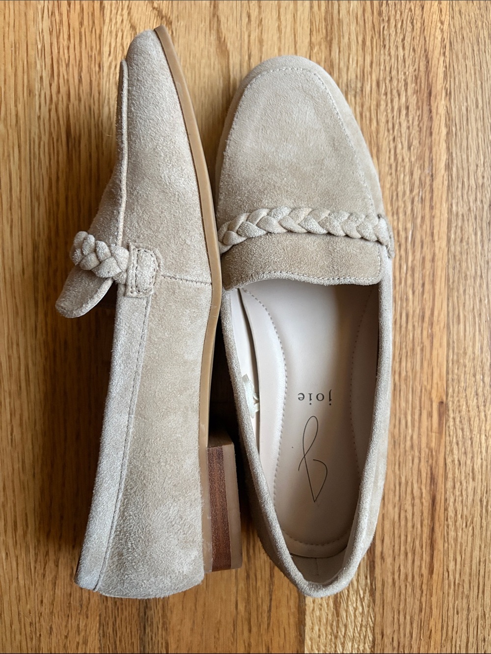 Joie size 7 Suede Braided Loafer in Light Beige